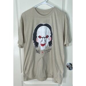 Insane Labz Shirt Shirt Mens 2X Beige Saw Evil Clown Suppliments Gym Punk Grunge